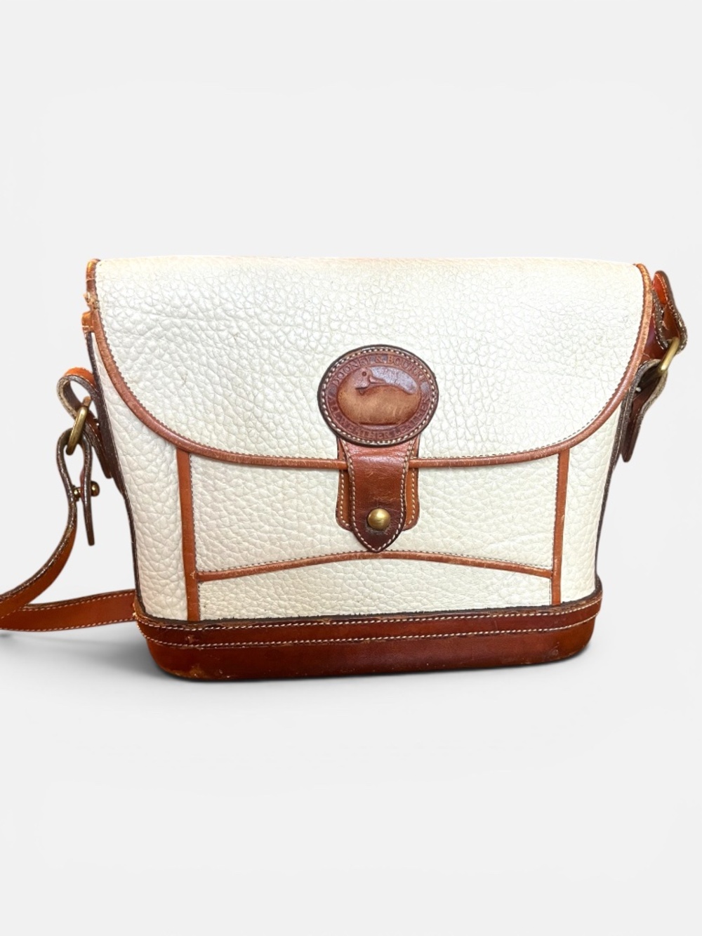 Dooney & Bourke Vintage All Weather Leather Crossbody White Tan Pebbled USA